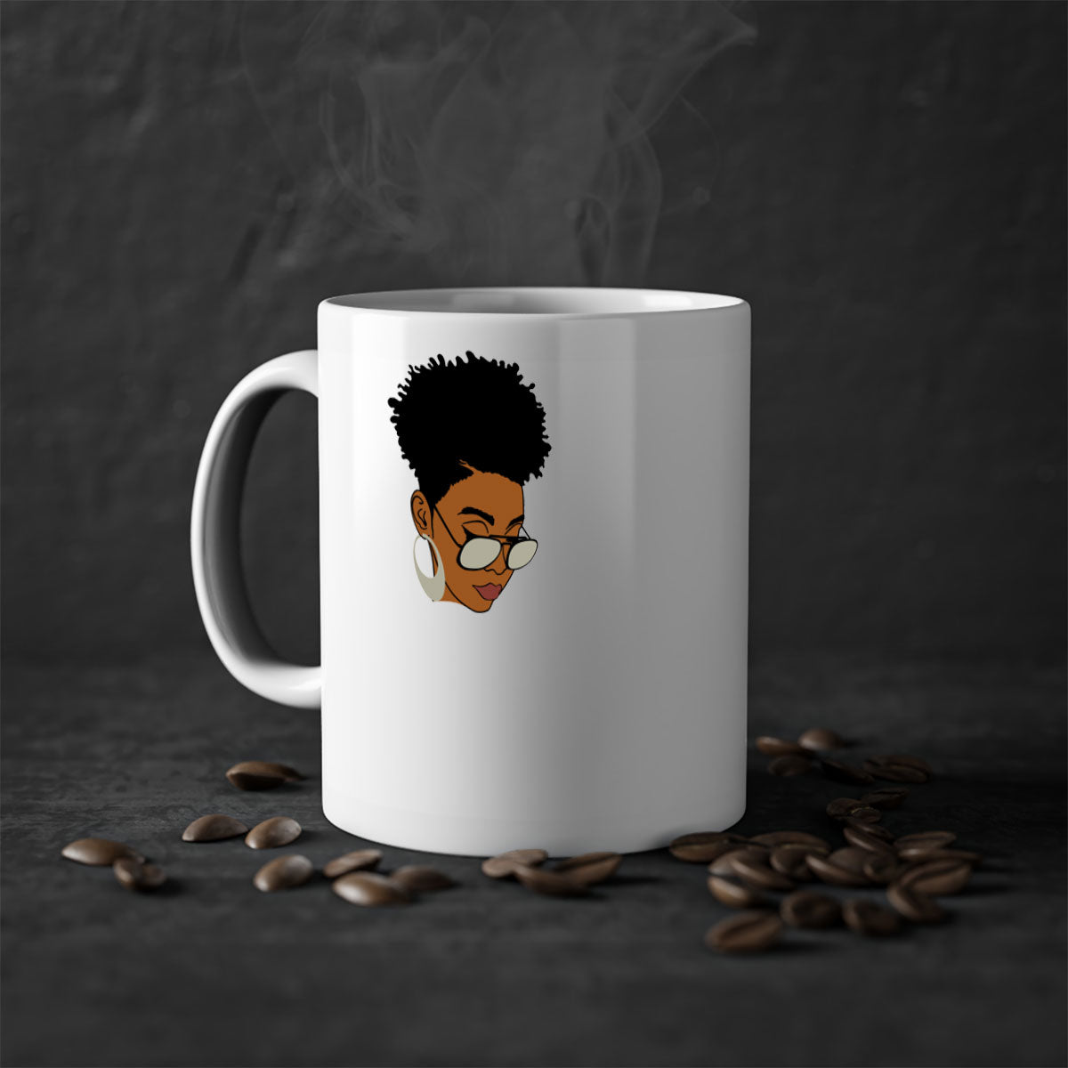 Black Afro 44# Mug featuring a two-tone design with a colored handle and glossy finish, perfect for coffee and tea lovers.