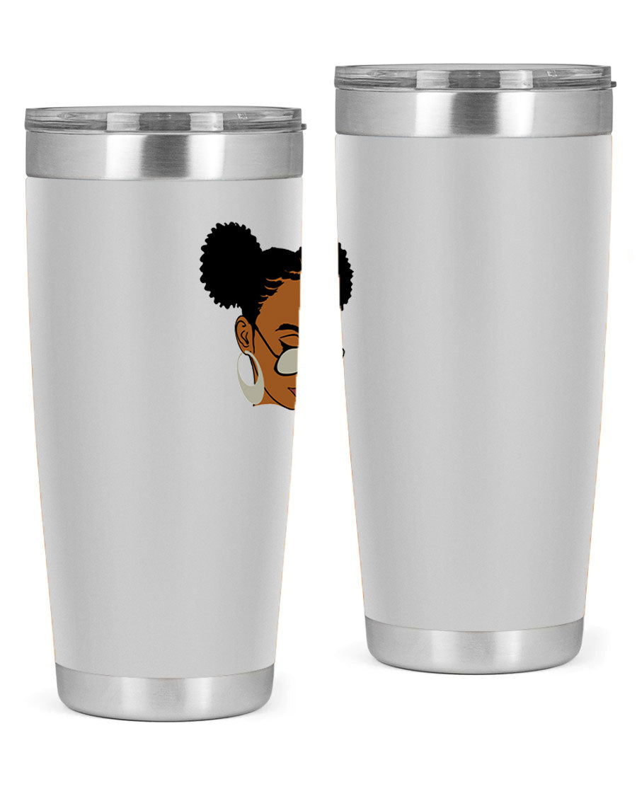 Black Afro 41# Tumbler, 20oz, double wall stainless steel with copper lining, featuring a stylish design for women and girls.