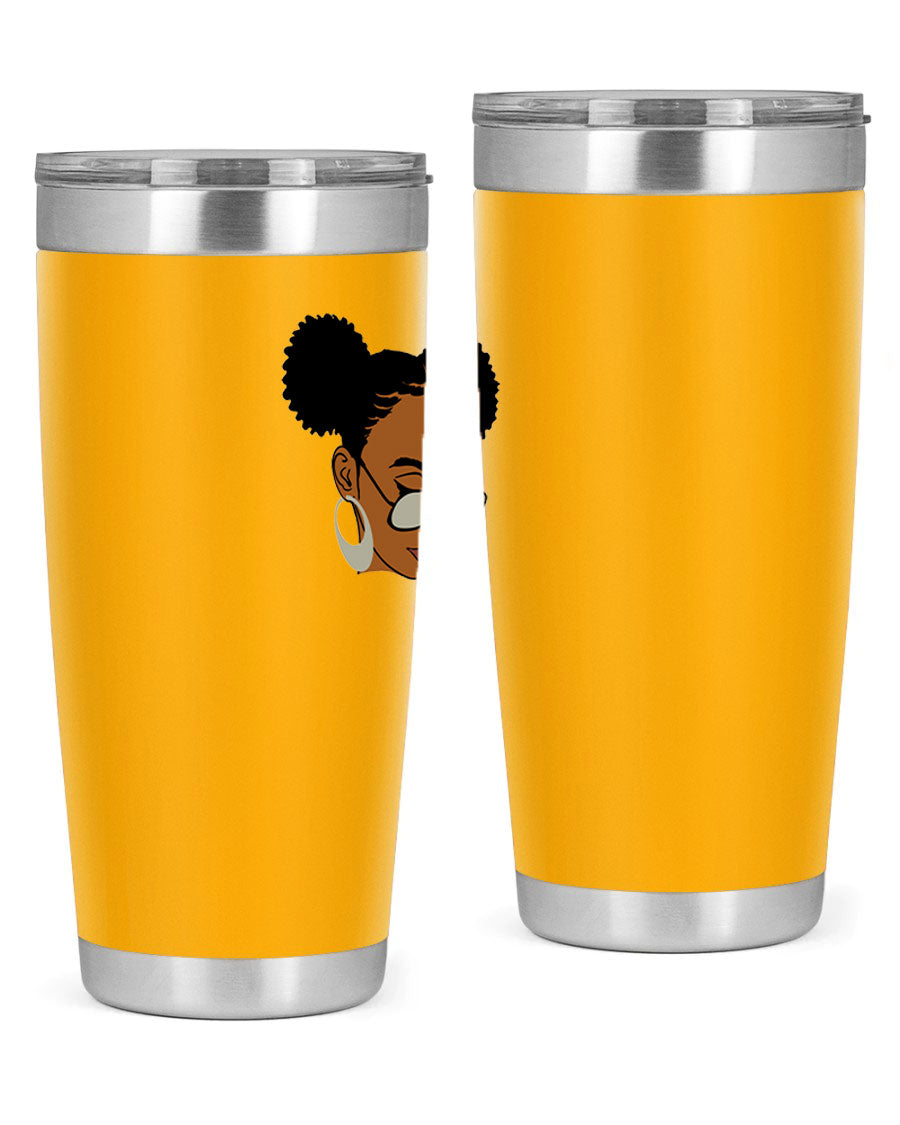 Black Afro 41# Tumbler, 20oz, double wall stainless steel with copper lining, featuring a stylish design for women and girls.