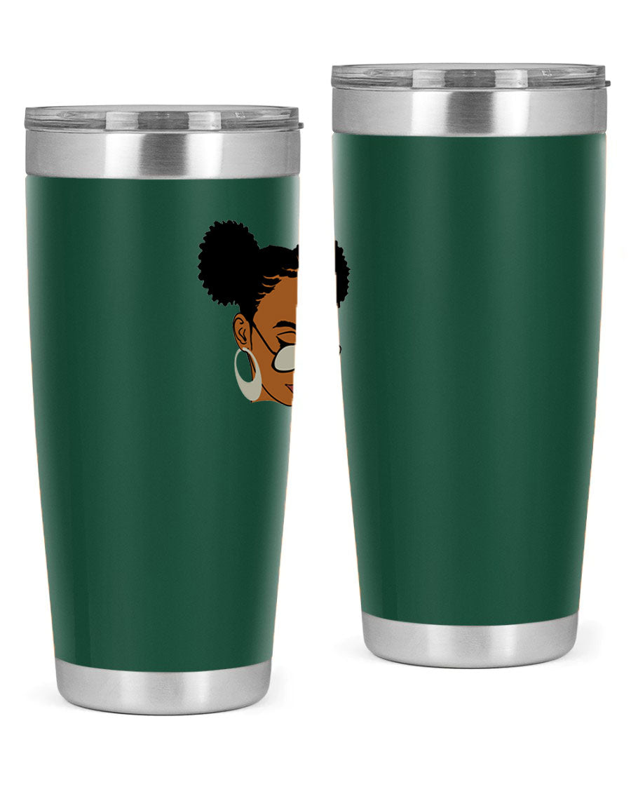 Black Afro 41# Tumbler, 20oz, double wall stainless steel with copper lining, featuring a stylish design for women and girls.