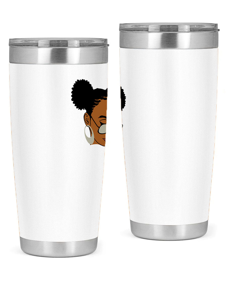 Black Afro 41# Tumbler, 20oz, double wall stainless steel with copper lining, featuring a stylish design for women and girls.