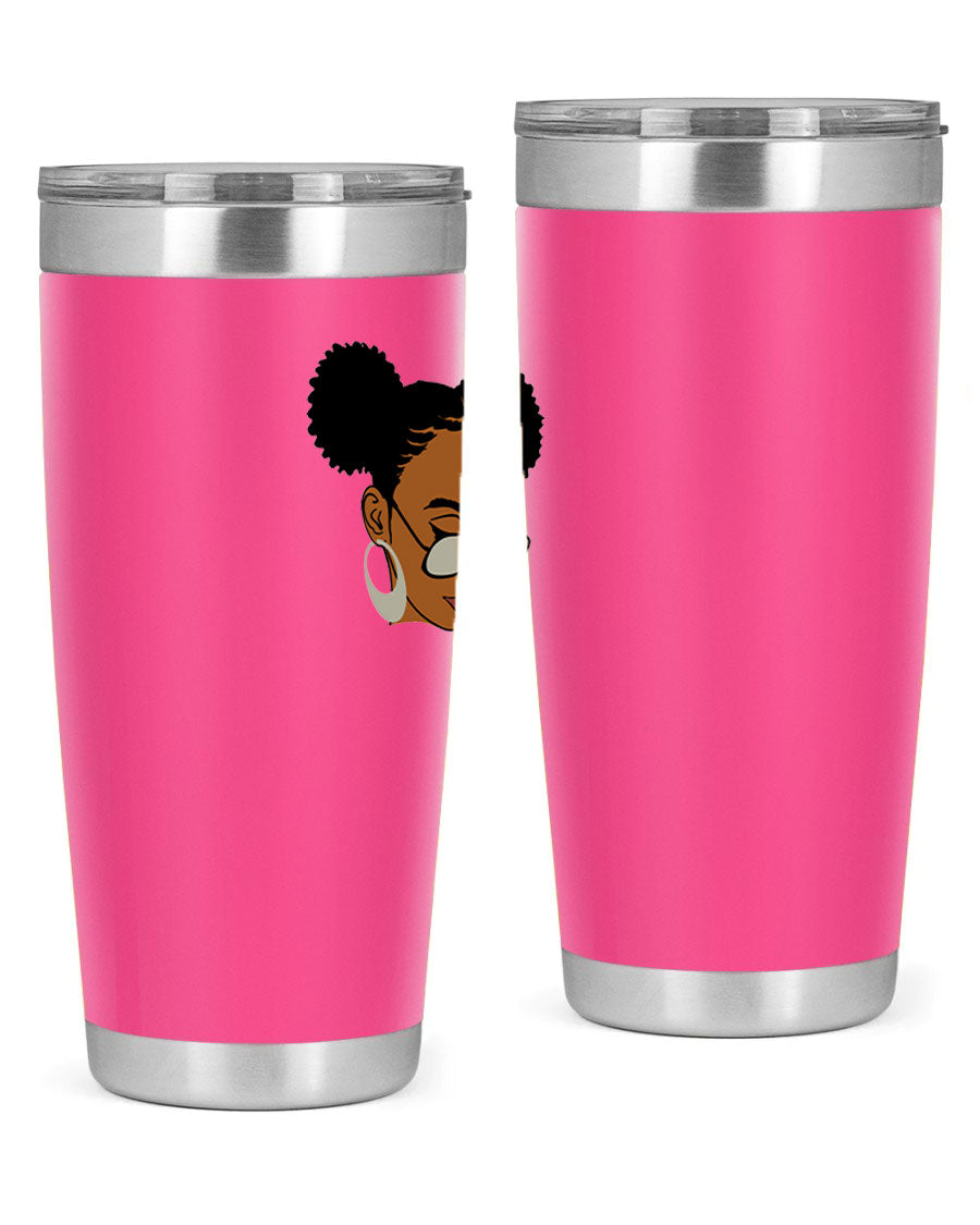 Black Afro 41# Tumbler, 20oz, double wall stainless steel with copper lining, featuring a stylish design for women and girls.