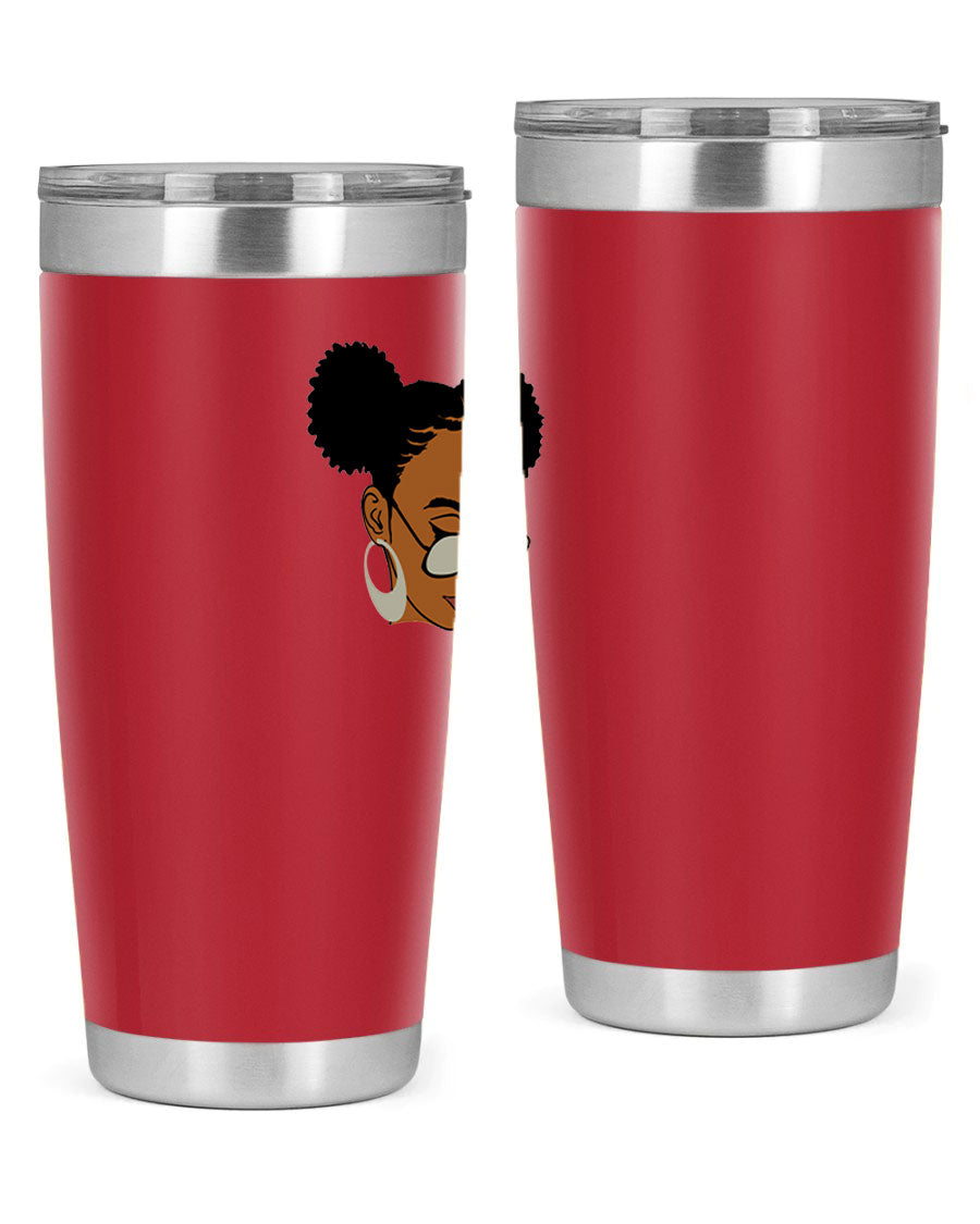 Black Afro 41# Tumbler, 20oz, double wall stainless steel with copper lining, featuring a stylish design for women and girls.