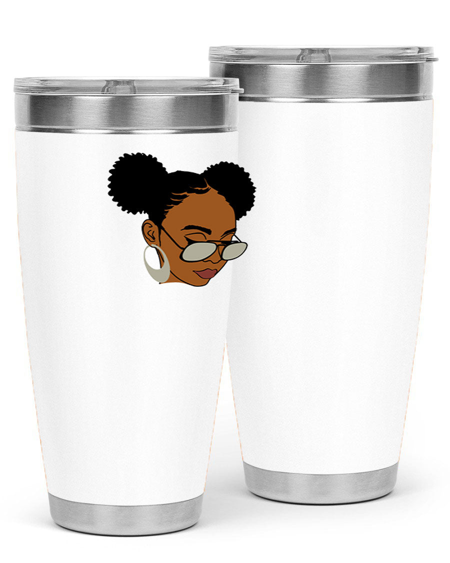 Black Afro 41# Tumbler, 20oz, double wall stainless steel with copper lining, featuring a stylish design for women and girls.