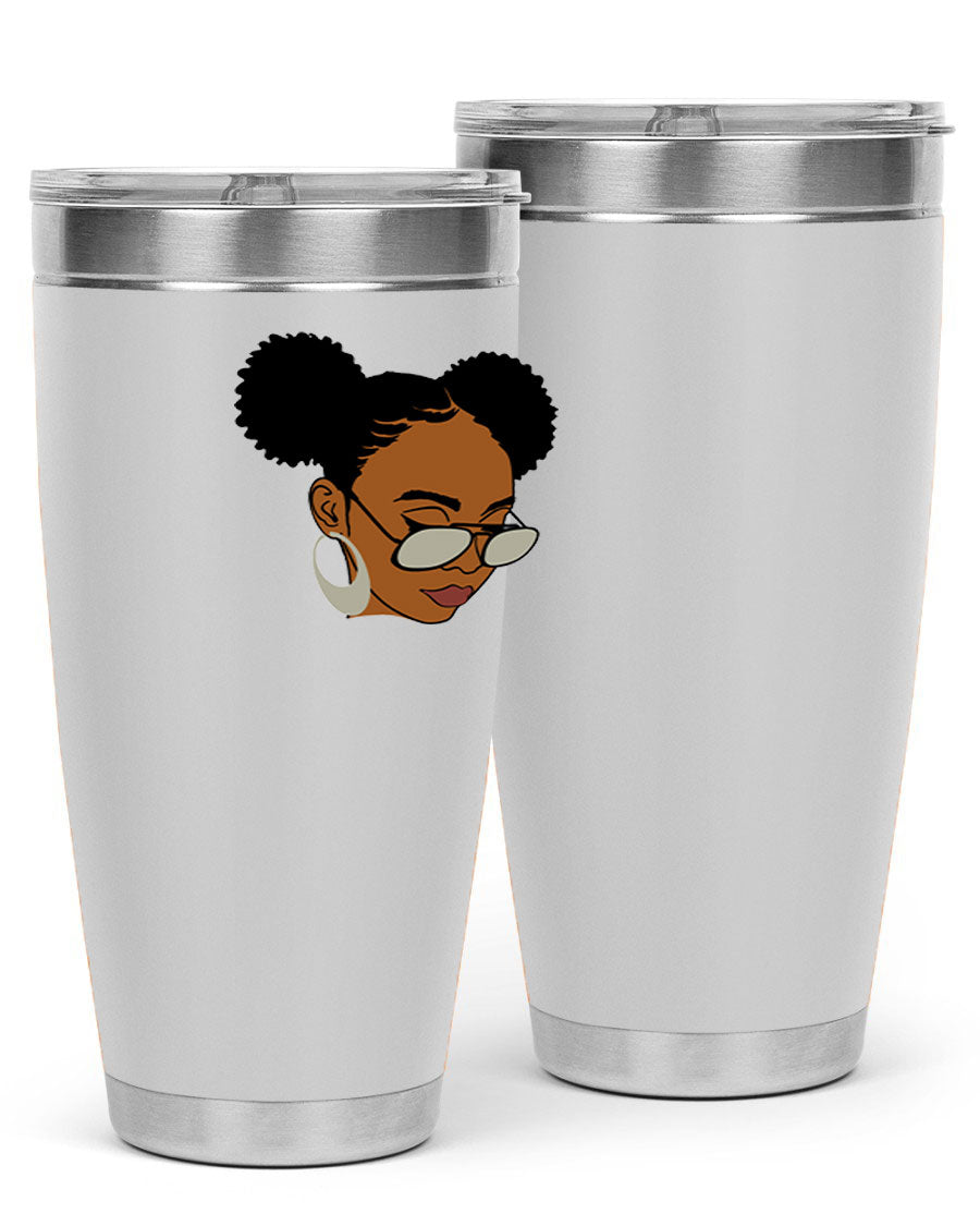 Black Afro 41# Tumbler, 20oz, double wall stainless steel with copper lining, featuring a stylish design for women and girls.