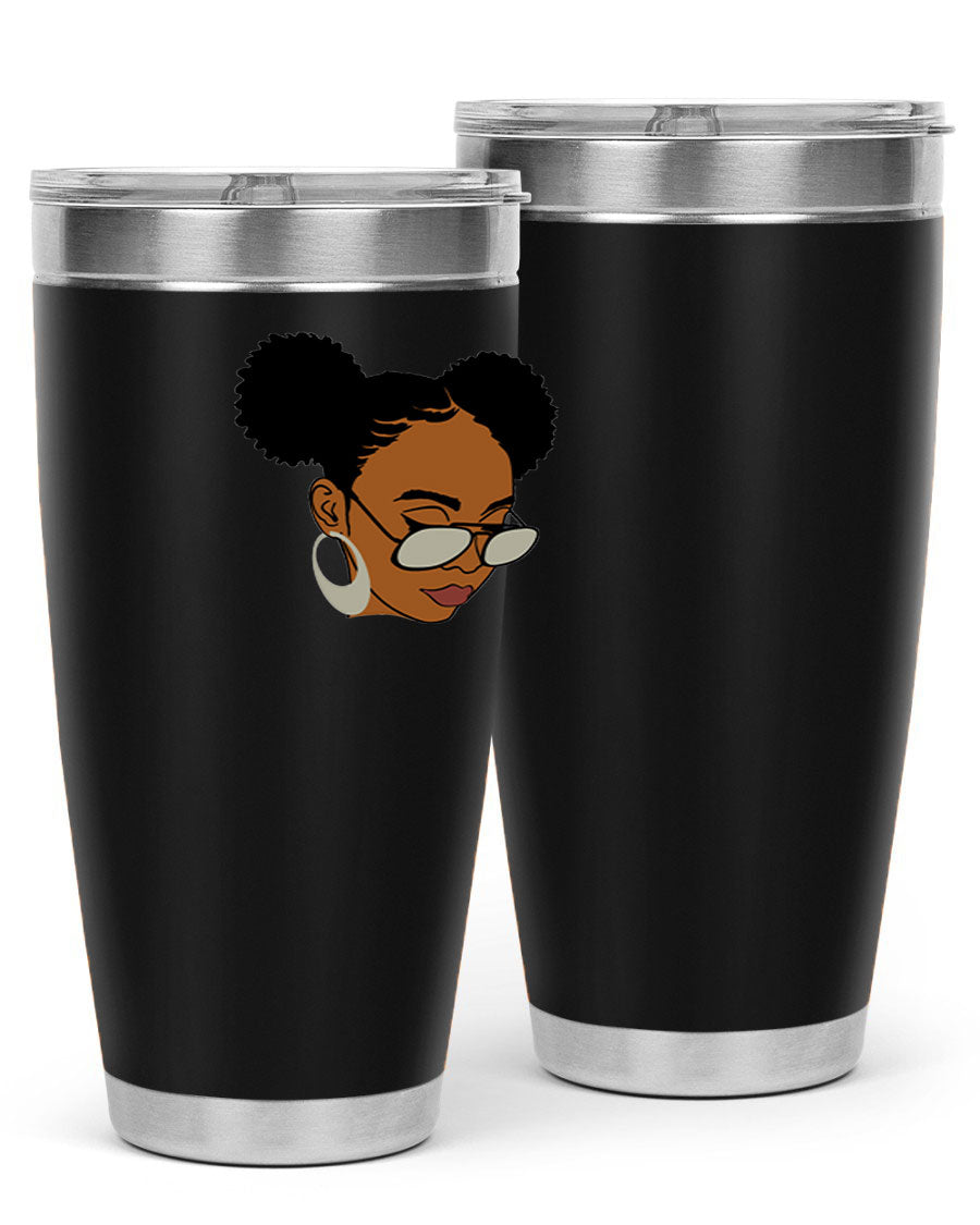 Black Afro 41# Tumbler, 20oz, double wall stainless steel with copper lining, featuring a stylish design for women and girls.