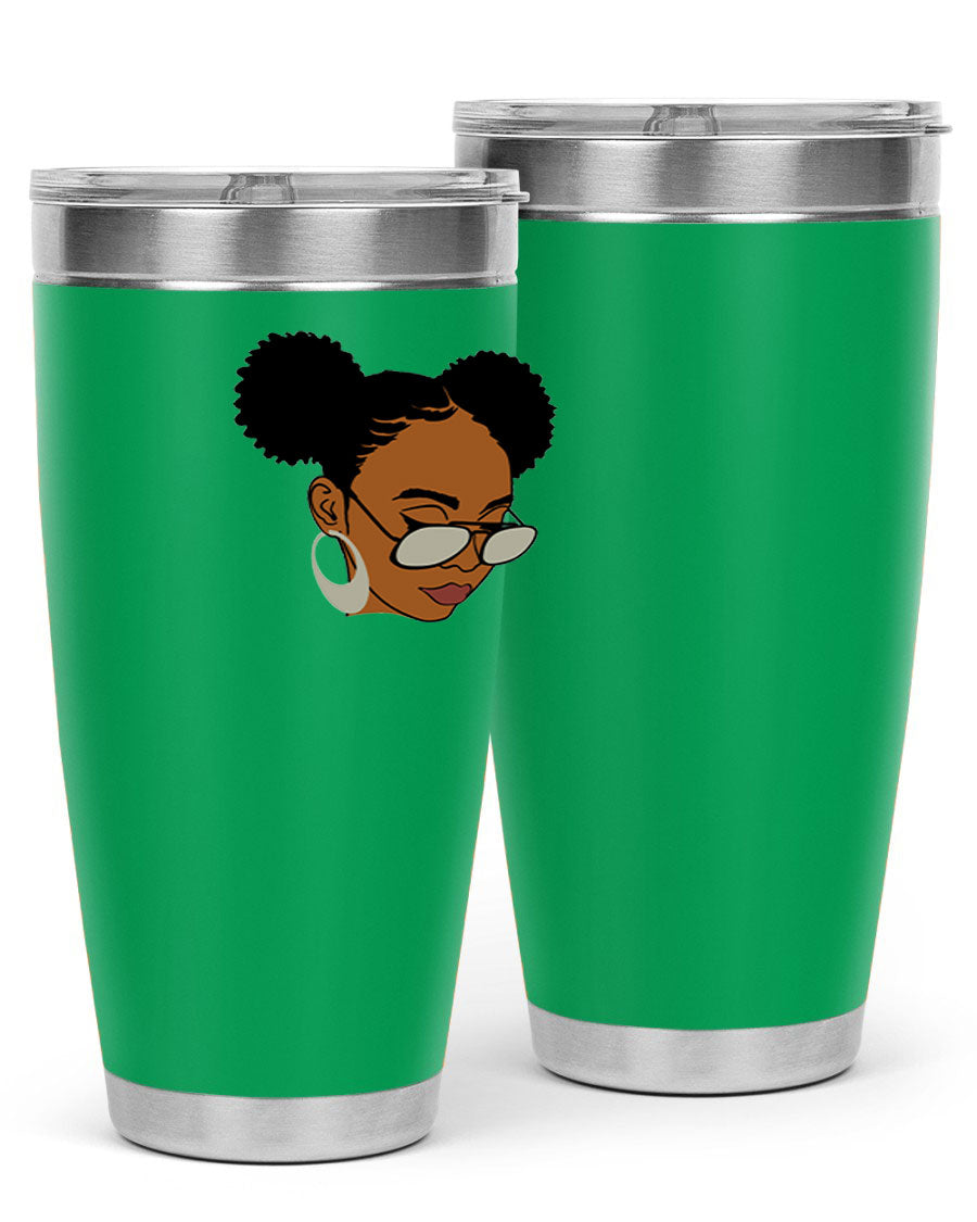 Black Afro 41# Tumbler, 20oz, double wall stainless steel with copper lining, featuring a stylish design for women and girls.