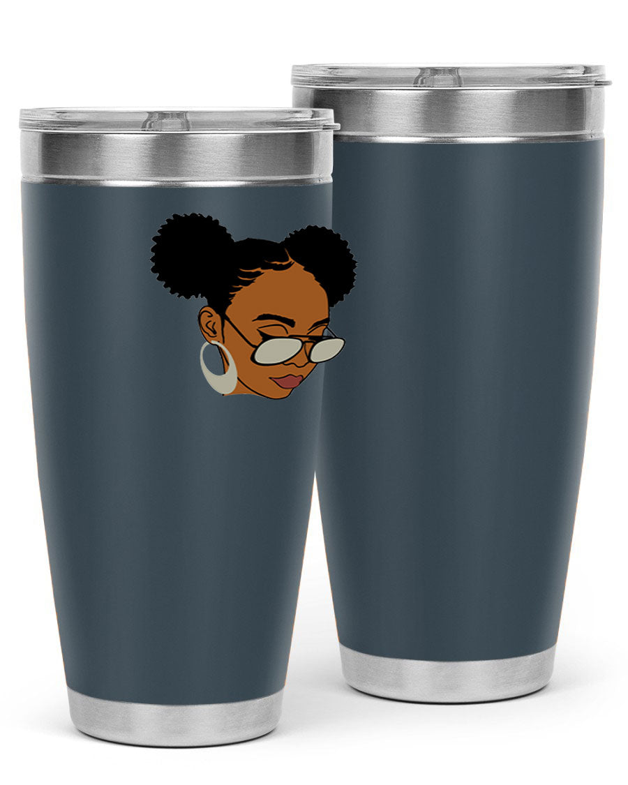 Black Afro 41# Tumbler, 20oz, double wall stainless steel with copper lining, featuring a stylish design for women and girls.