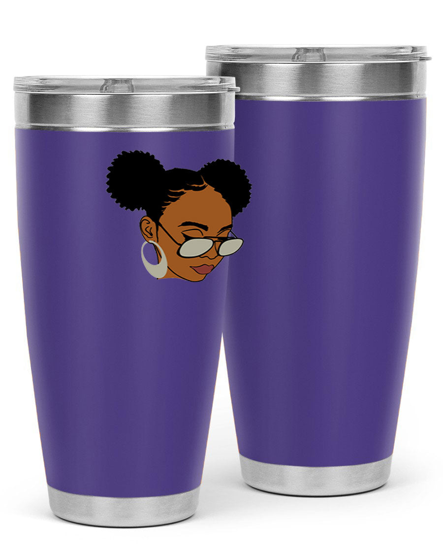 Black Afro 41# Tumbler, 20oz, double wall stainless steel with copper lining, featuring a stylish design for women and girls.