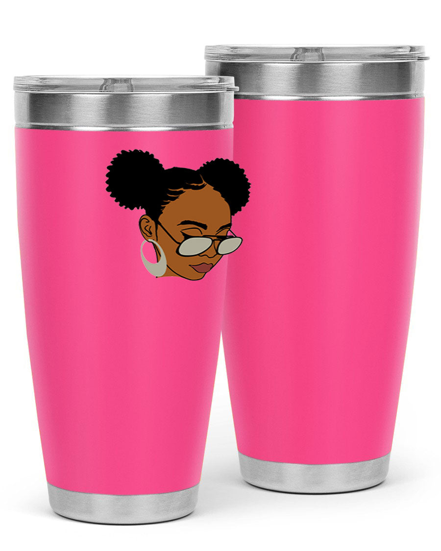 Black Afro 41# Tumbler, 20oz, double wall stainless steel with copper lining, featuring a stylish design for women and girls.