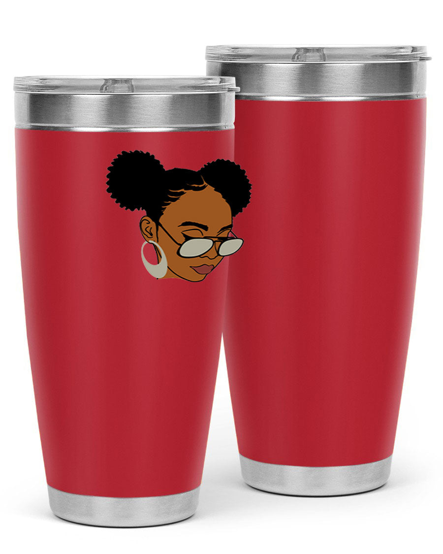 Black Afro 41# Tumbler, 20oz, double wall stainless steel with copper lining, featuring a stylish design for women and girls.