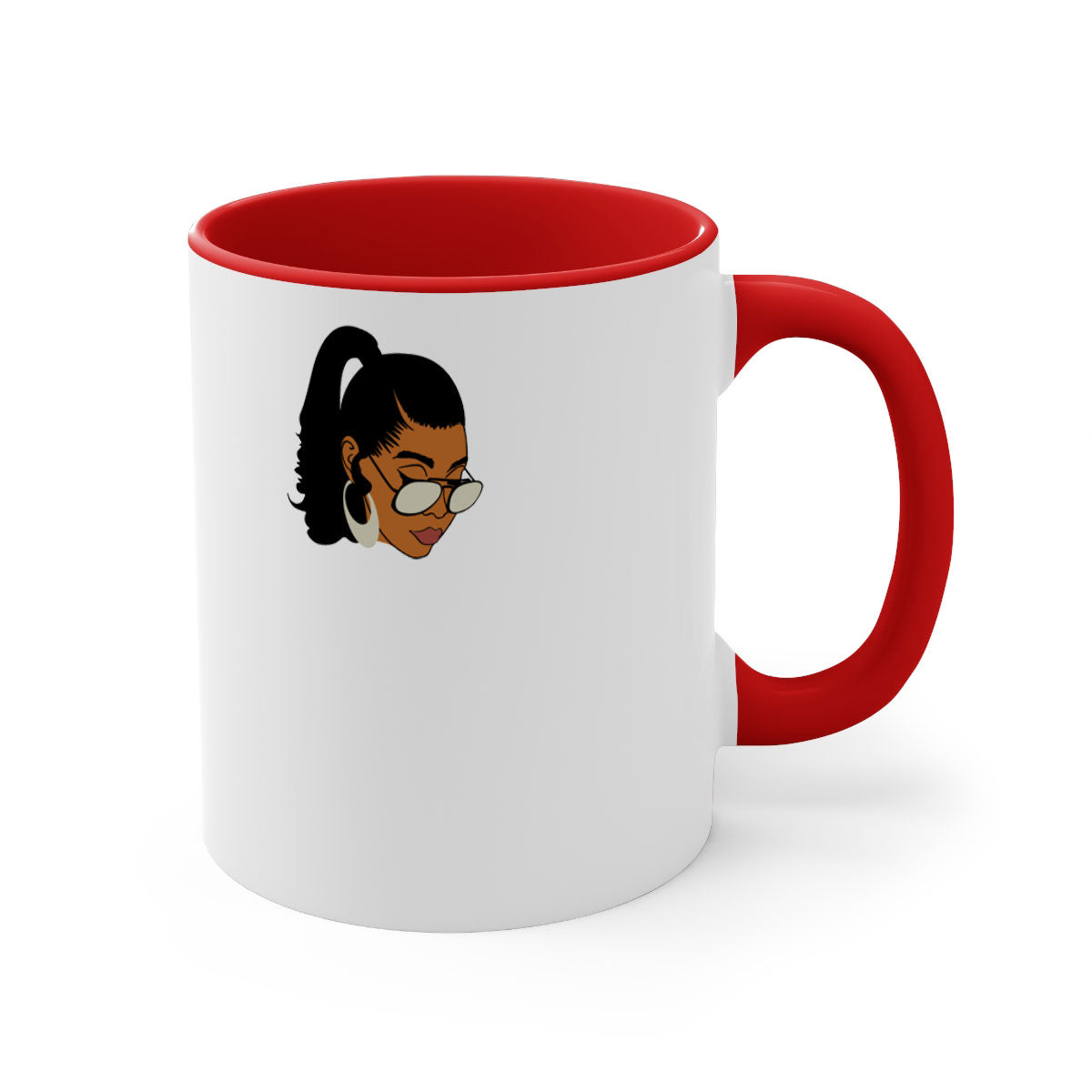 Black afro 42# Mug featuring a glossy finish with a colored handle and interior, perfect for coffee and tea lovers.