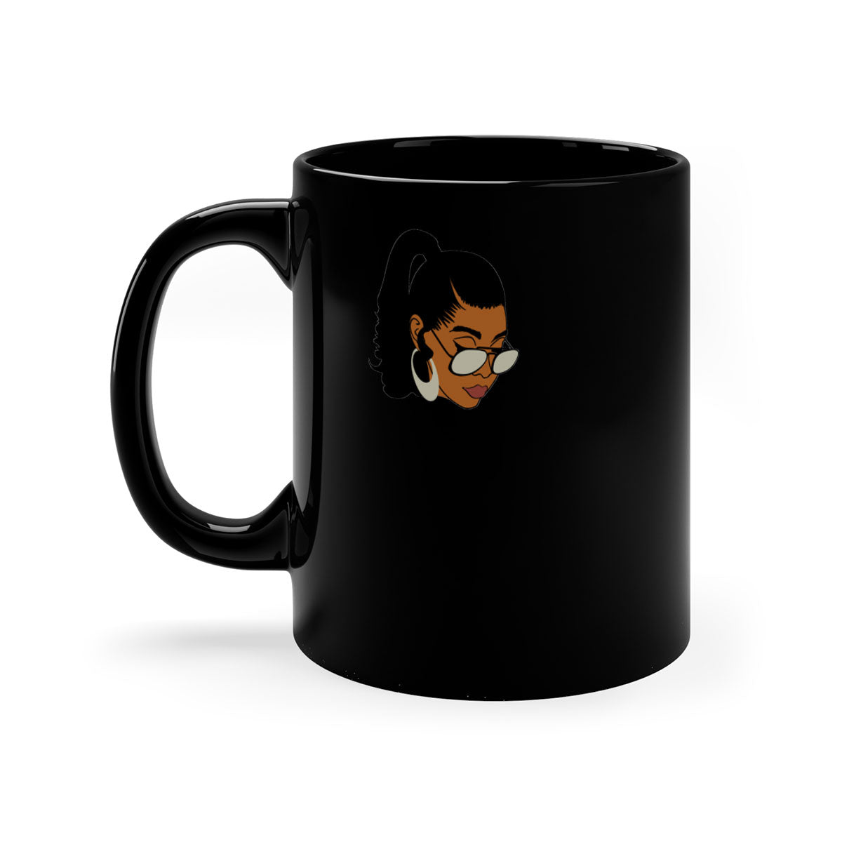 Black afro 42# Mug featuring a glossy finish with a colored handle and interior, perfect for coffee and tea lovers.