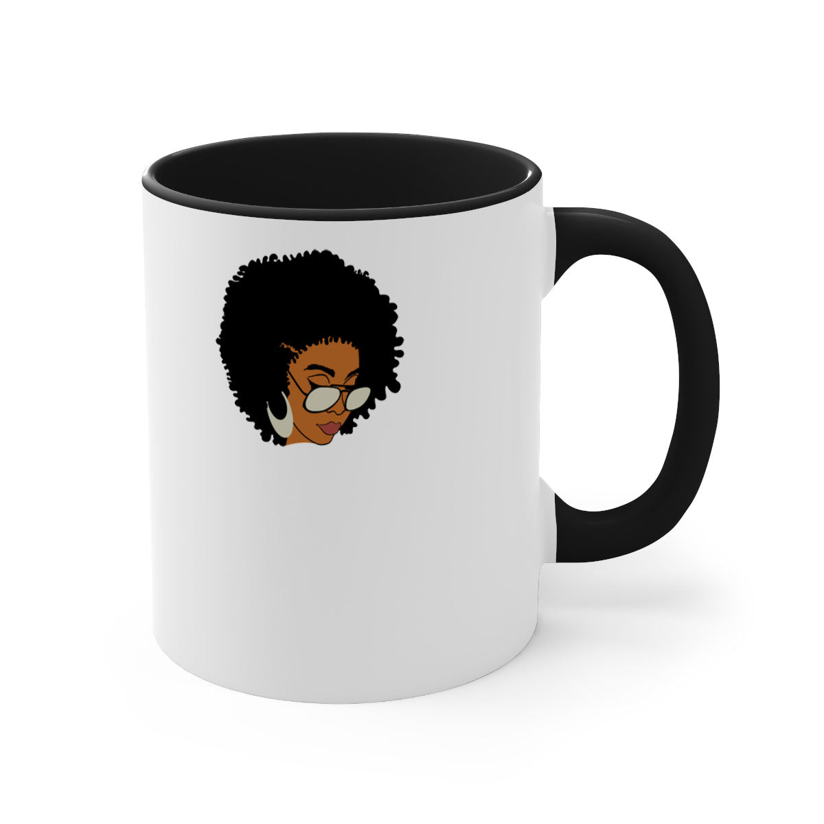 Black afro 46# Mug featuring a two-tone design with a colored handle and interior, perfect for coffee and tea lovers.