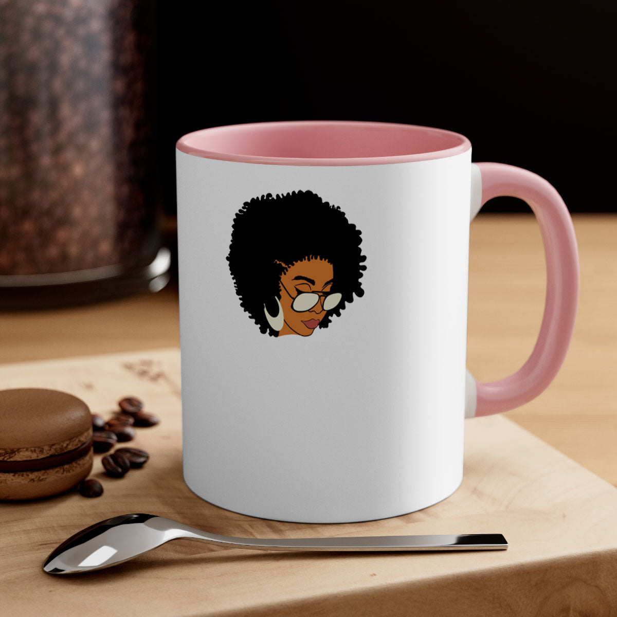 Black afro 46# Mug featuring a two-tone design with a colored handle and interior, perfect for coffee and tea lovers.