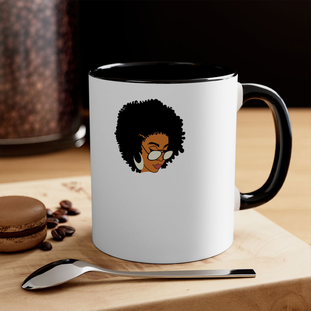 Black afro 46# Mug featuring a two-tone design with a colored handle and interior, perfect for coffee and tea lovers.