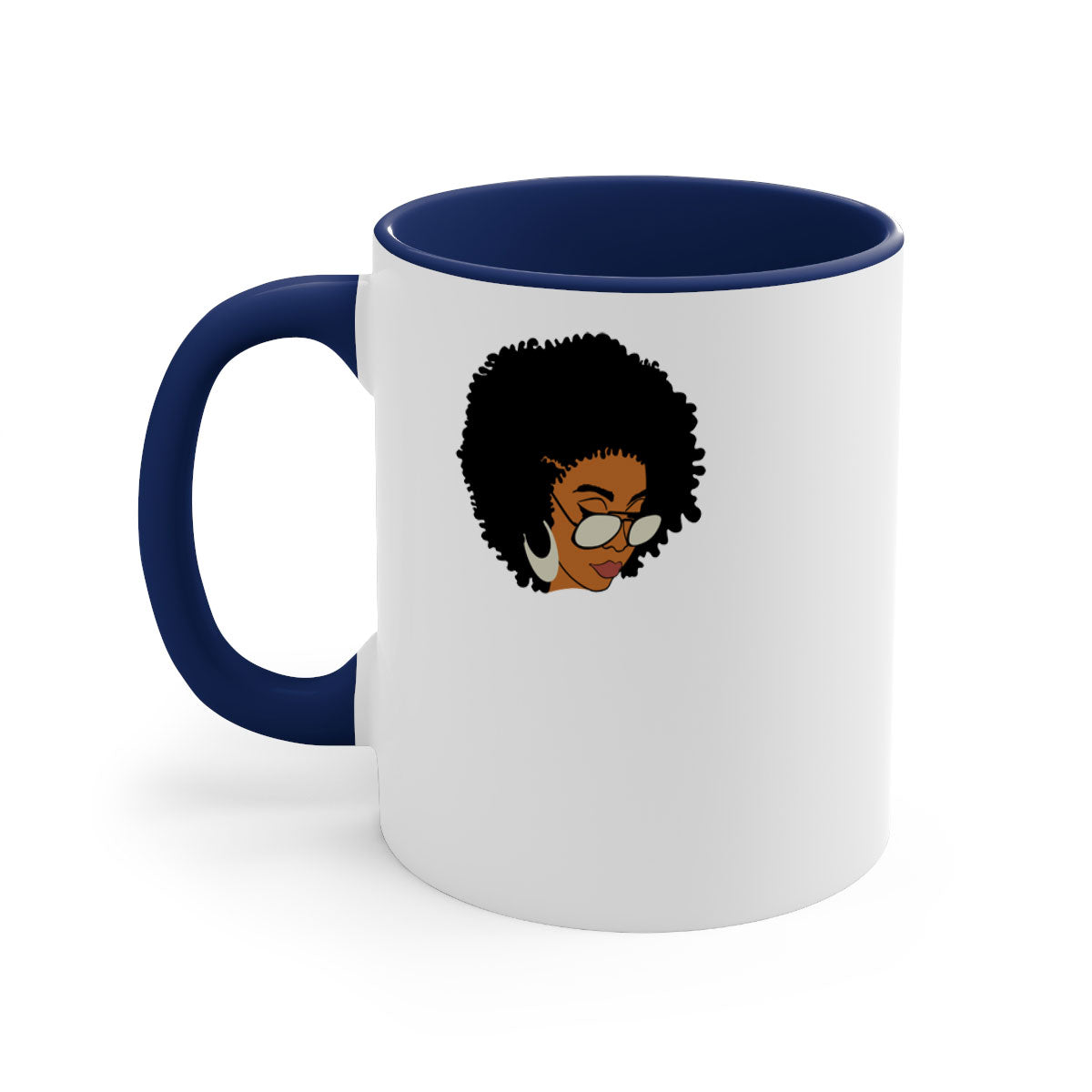 Black afro 46# Mug featuring a two-tone design with a colored handle and interior, perfect for coffee and tea lovers.