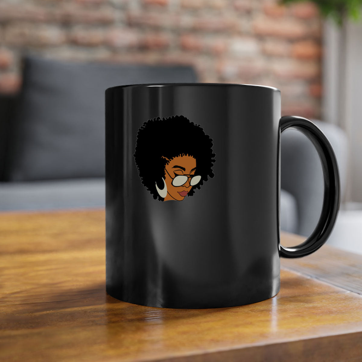 Black afro 46# Mug featuring a two-tone design with a colored handle and interior, perfect for coffee and tea lovers.