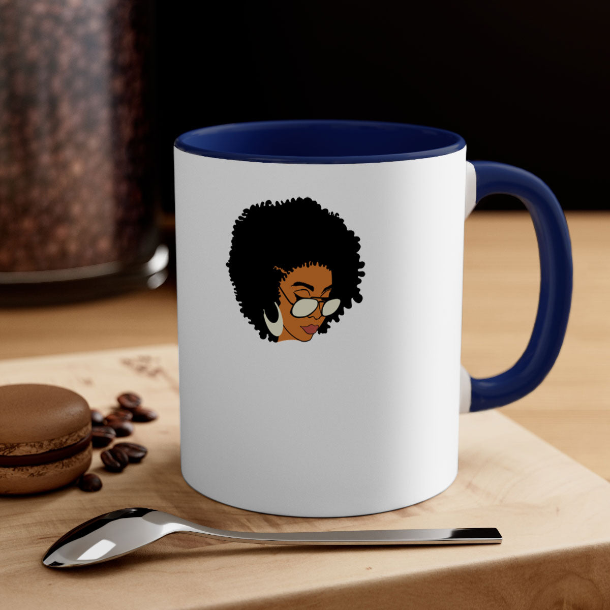 Black afro 46# Mug featuring a two-tone design with a colored handle and interior, perfect for coffee and tea lovers.