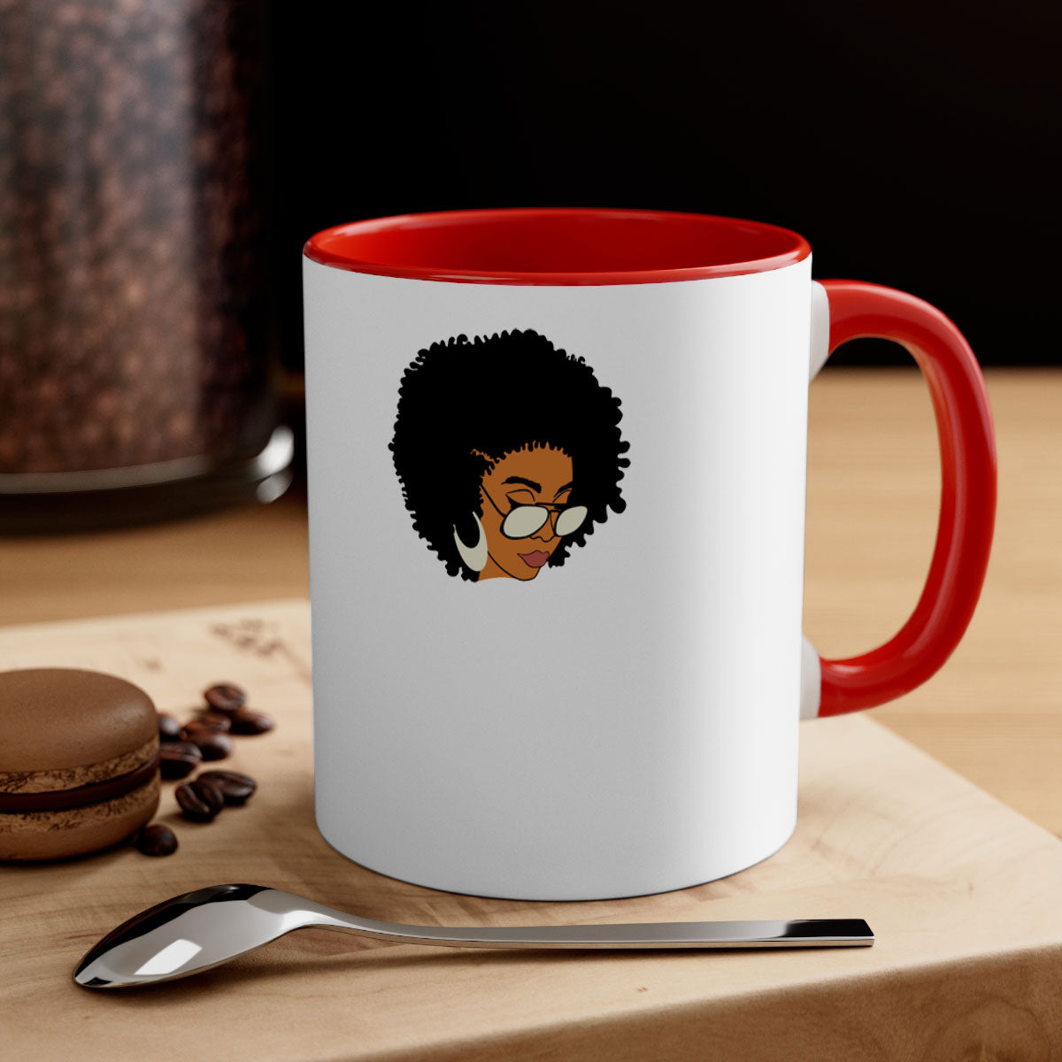 Black afro 46# Mug featuring a two-tone design with a colored handle and interior, perfect for coffee and tea lovers.