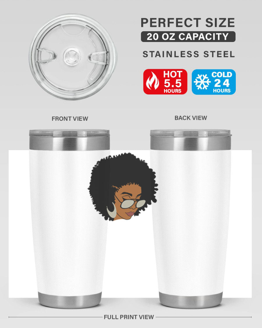 Black afro 46# tumbler with double wall vacuum insulation, featuring a stylish design and a press-in drink-thru lid.