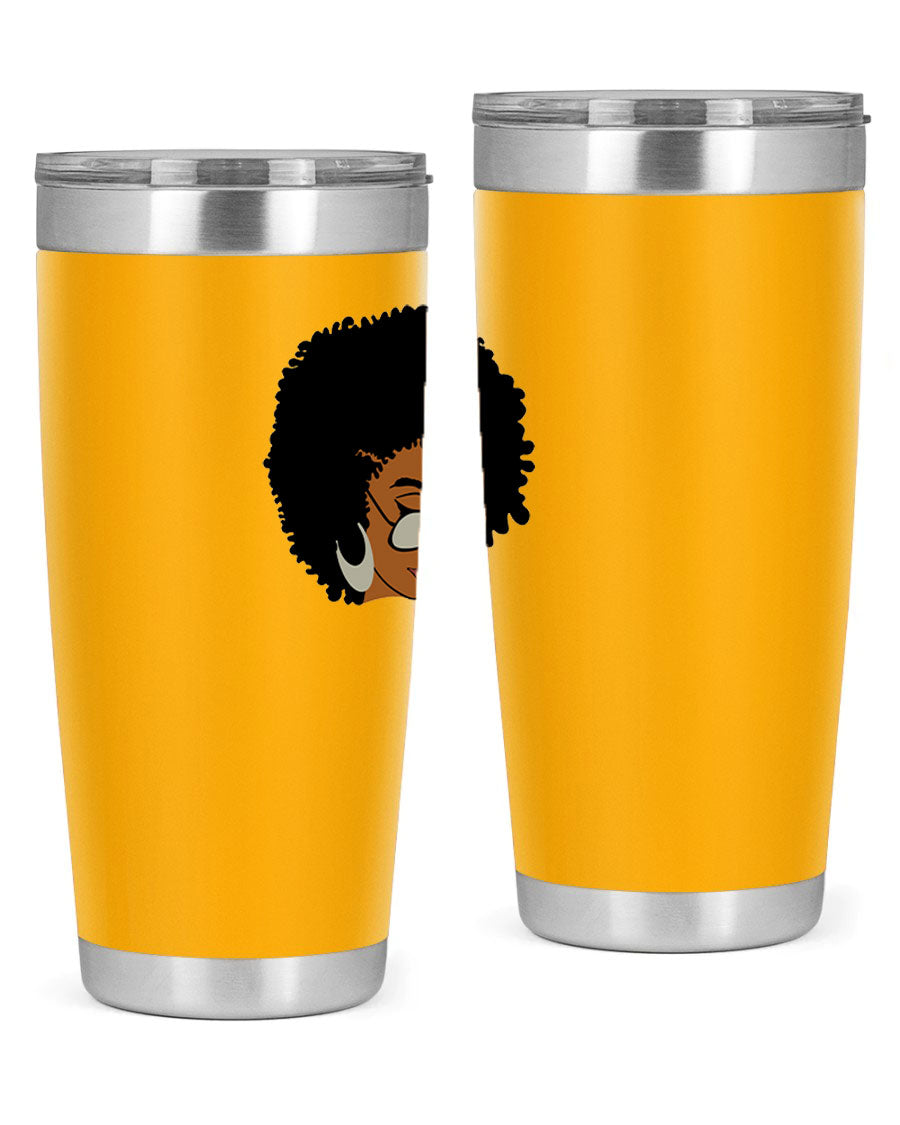 Black afro 46# tumbler with double wall vacuum insulation, featuring a stylish design and a press-in drink-thru lid.