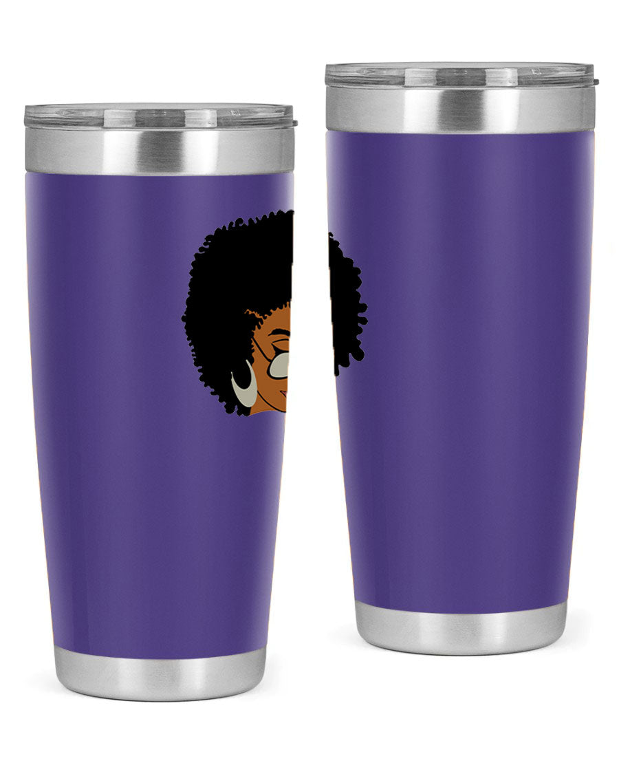 Black afro 46# tumbler with double wall vacuum insulation, featuring a stylish design and a press-in drink-thru lid.