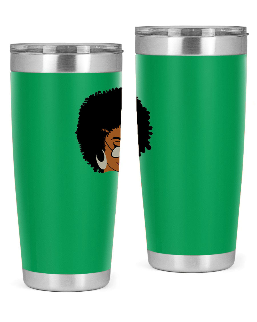 Black afro 46# tumbler with double wall vacuum insulation, featuring a stylish design and a press-in drink-thru lid.