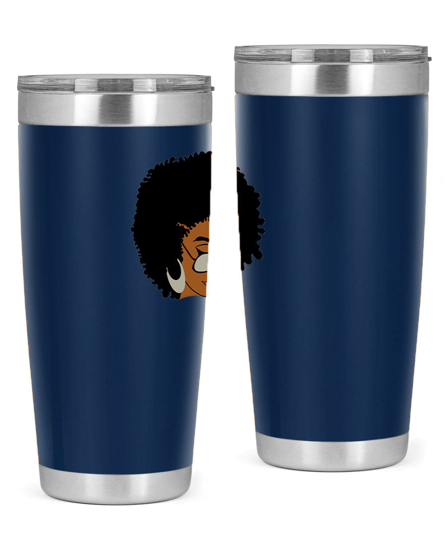 Black afro 46# tumbler with double wall vacuum insulation, featuring a stylish design and a press-in drink-thru lid.