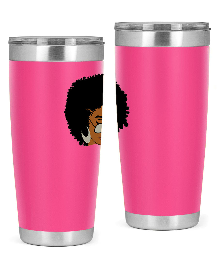 Black afro 46# tumbler with double wall vacuum insulation, featuring a stylish design and a press-in drink-thru lid.