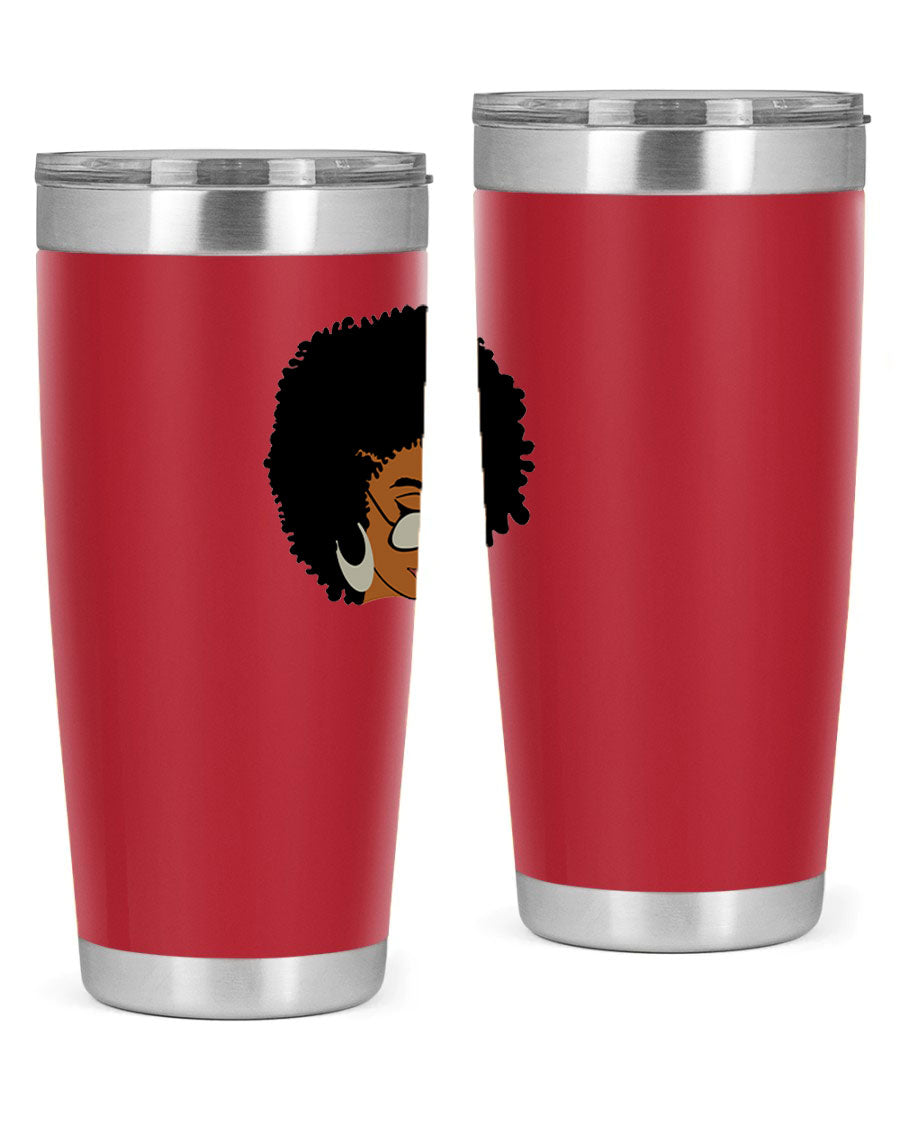 Black afro 46# tumbler with double wall vacuum insulation, featuring a stylish design and a press-in drink-thru lid.