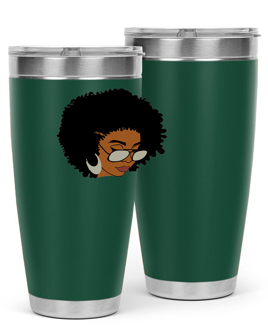 Black afro 46# tumbler with double wall vacuum insulation, featuring a stylish design and a press-in drink-thru lid.