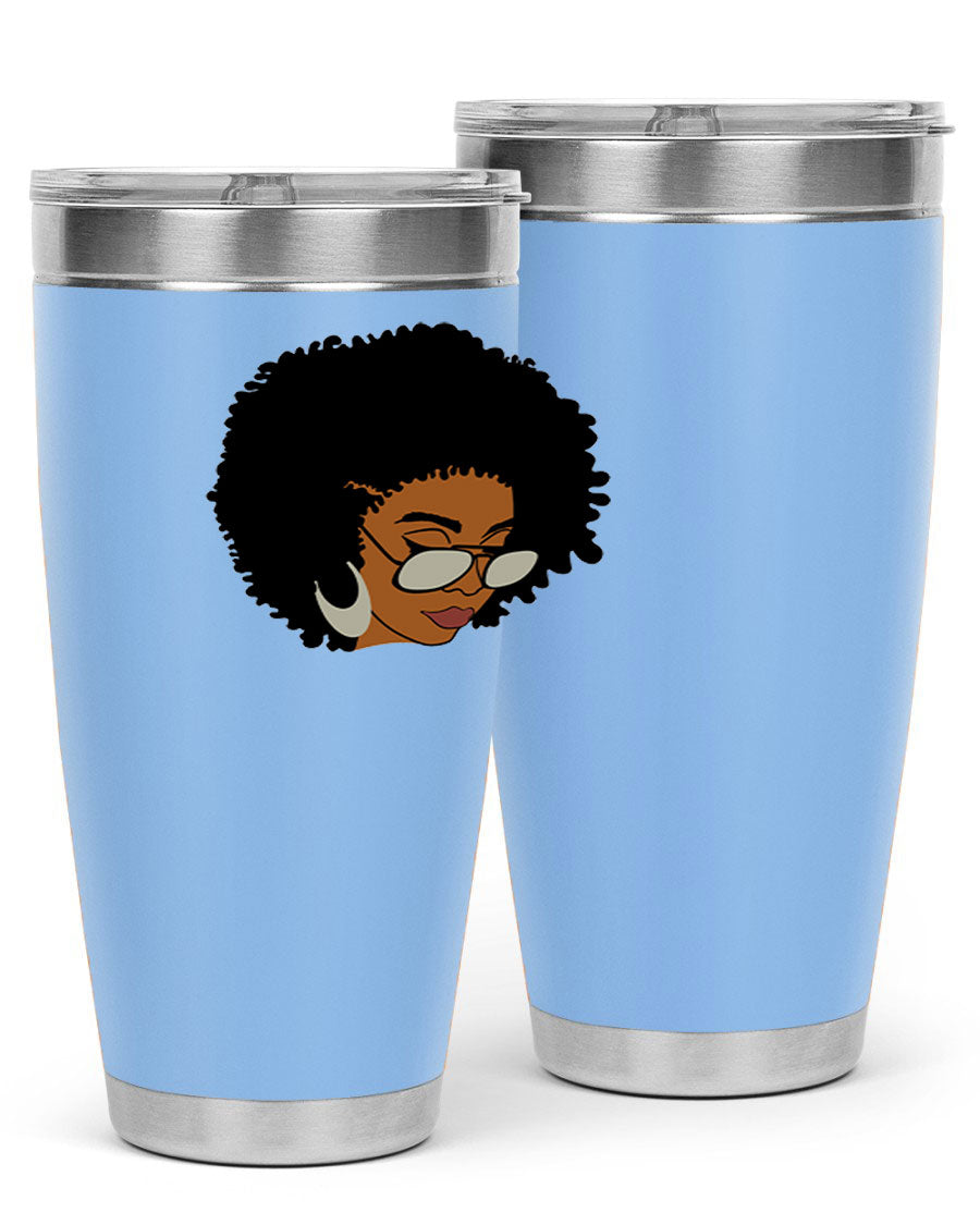 Black afro 46# tumbler with double wall vacuum insulation, featuring a stylish design and a press-in drink-thru lid.