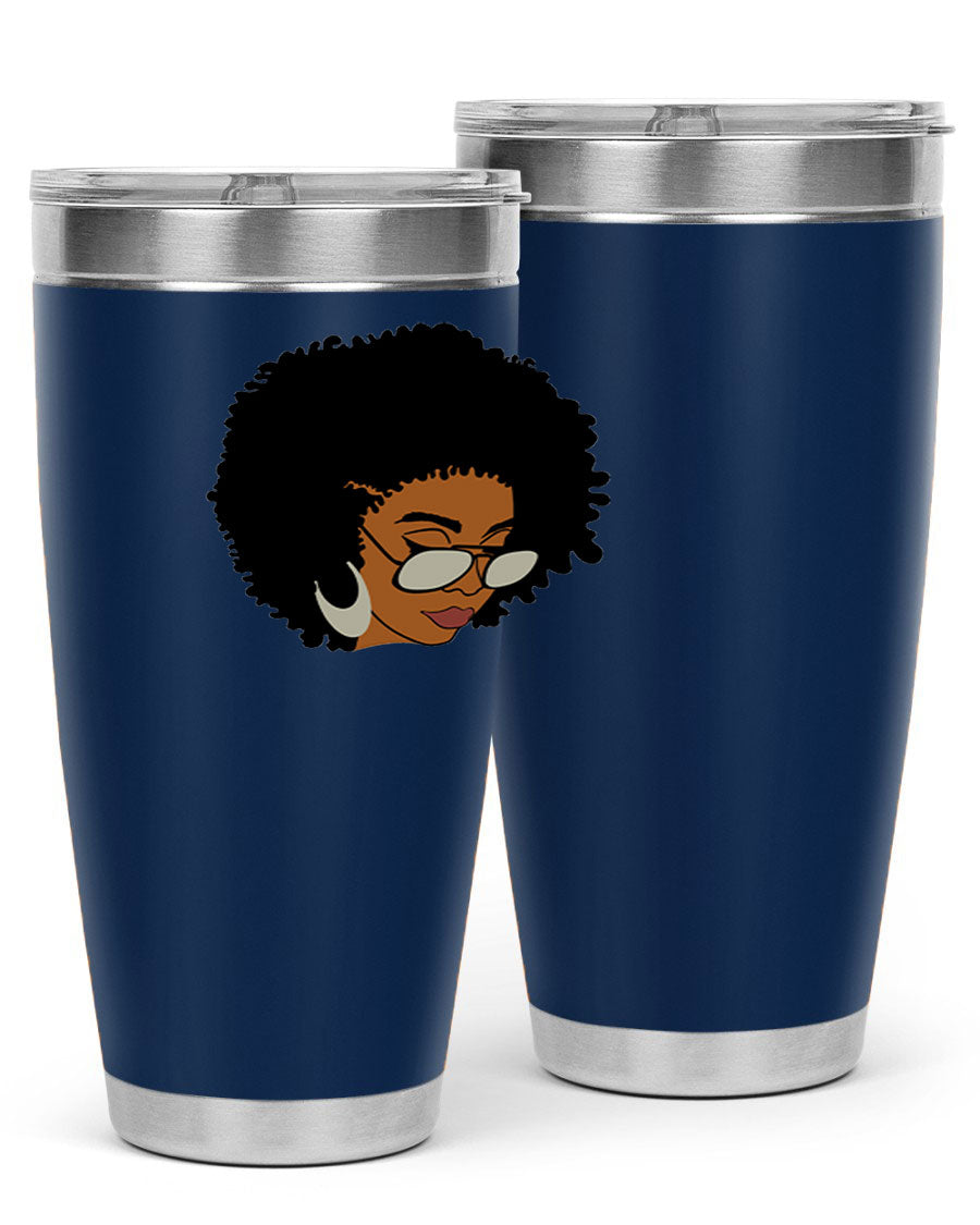 Black afro 46# tumbler with double wall vacuum insulation, featuring a stylish design and a press-in drink-thru lid.