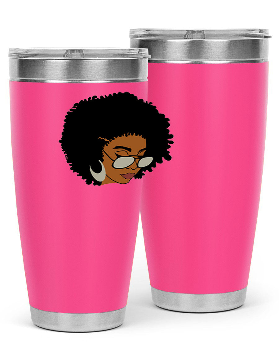 Black afro 46# tumbler with double wall vacuum insulation, featuring a stylish design and a press-in drink-thru lid.