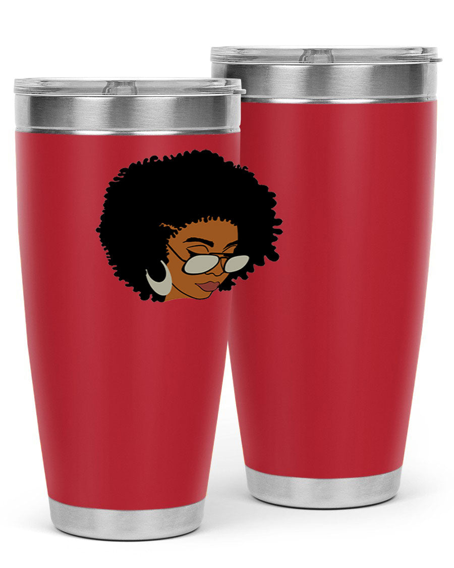 Black afro 46# tumbler with double wall vacuum insulation, featuring a stylish design and a press-in drink-thru lid.