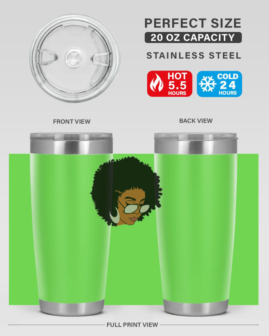 Black afro 46# tumbler with double wall vacuum insulation, featuring a stylish design and a press-in drink-thru lid.