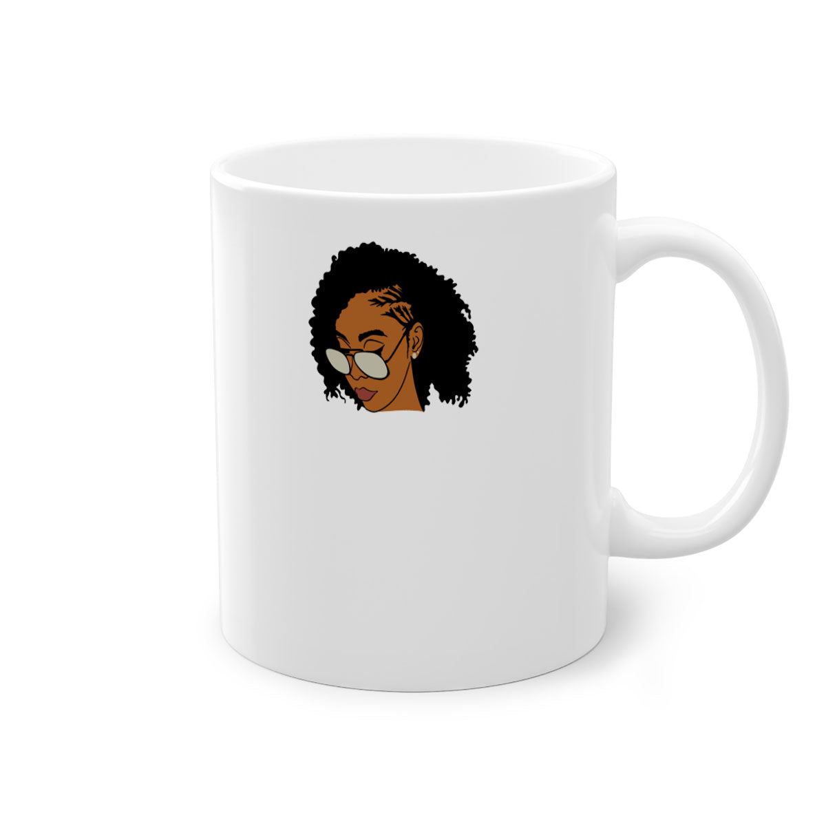 Black afro 47# Mug featuring a glossy finish with a colored handle and interior, available in multiple colors and sizes.