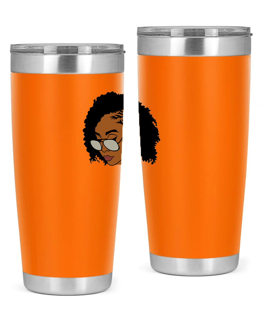 Black Afro 47# Tumbler featuring a sleek design, double wall vacuum stainless steel, and a press-in drink-thru lid, perfect for hot and cold beverages.