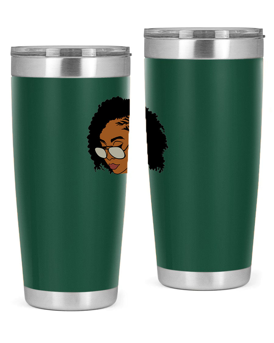 Black Afro 47# Tumbler featuring a sleek design, double wall vacuum stainless steel, and a press-in drink-thru lid, perfect for hot and cold beverages.