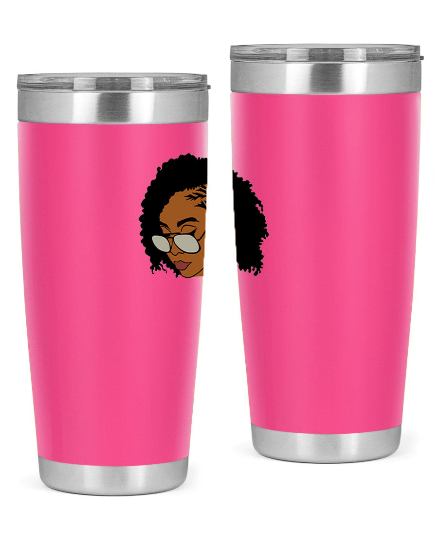 Black Afro 47# Tumbler featuring a sleek design, double wall vacuum stainless steel, and a press-in drink-thru lid, perfect for hot and cold beverages.