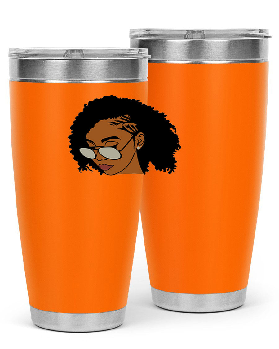 Black Afro 47# Tumbler featuring a sleek design, double wall vacuum stainless steel, and a press-in drink-thru lid, perfect for hot and cold beverages.