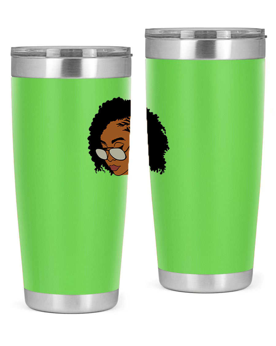 Black Afro 47# Tumbler featuring a sleek design, double wall vacuum stainless steel, and a press-in drink-thru lid, perfect for hot and cold beverages.