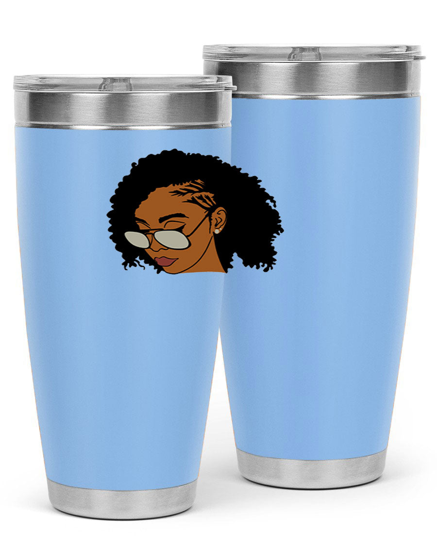 Black Afro 47# Tumbler featuring a sleek design, double wall vacuum stainless steel, and a press-in drink-thru lid, perfect for hot and cold beverages.