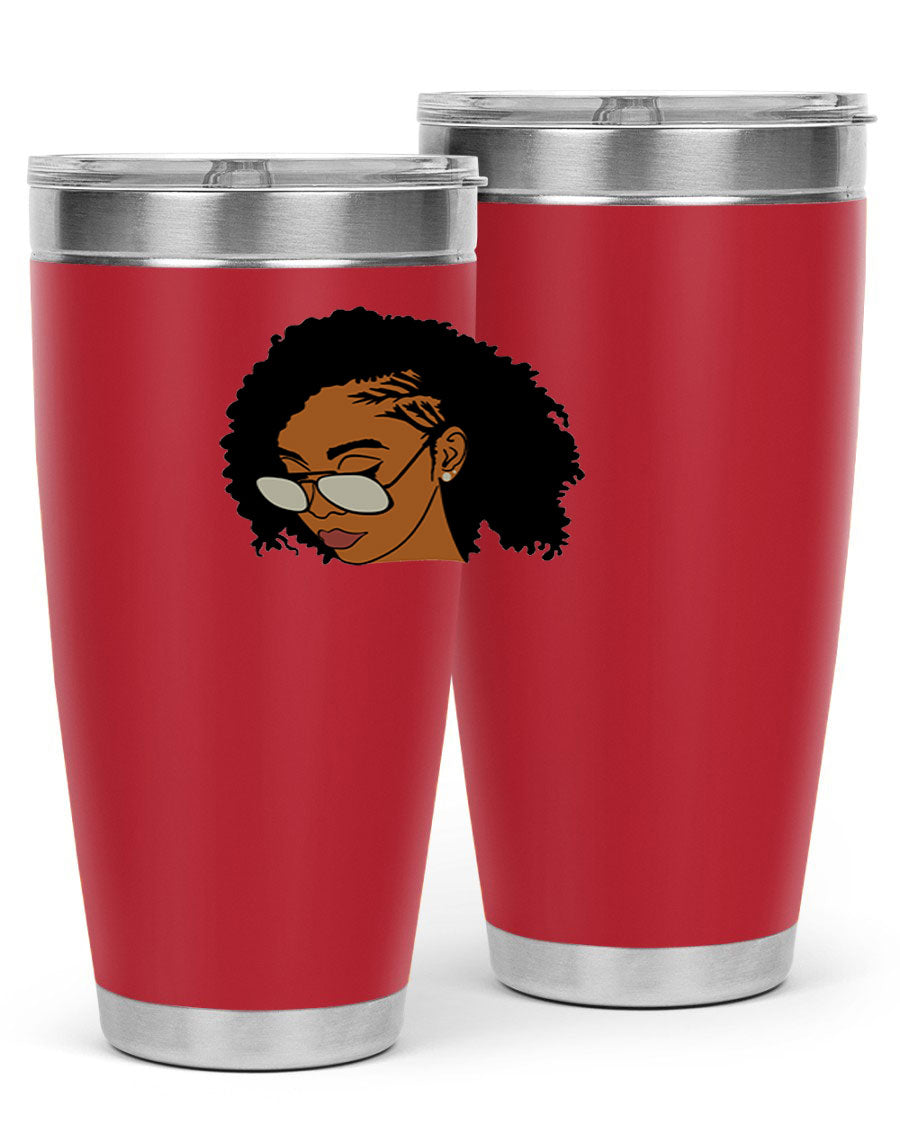 Black Afro 47# Tumbler featuring a sleek design, double wall vacuum stainless steel, and a press-in drink-thru lid, perfect for hot and cold beverages.