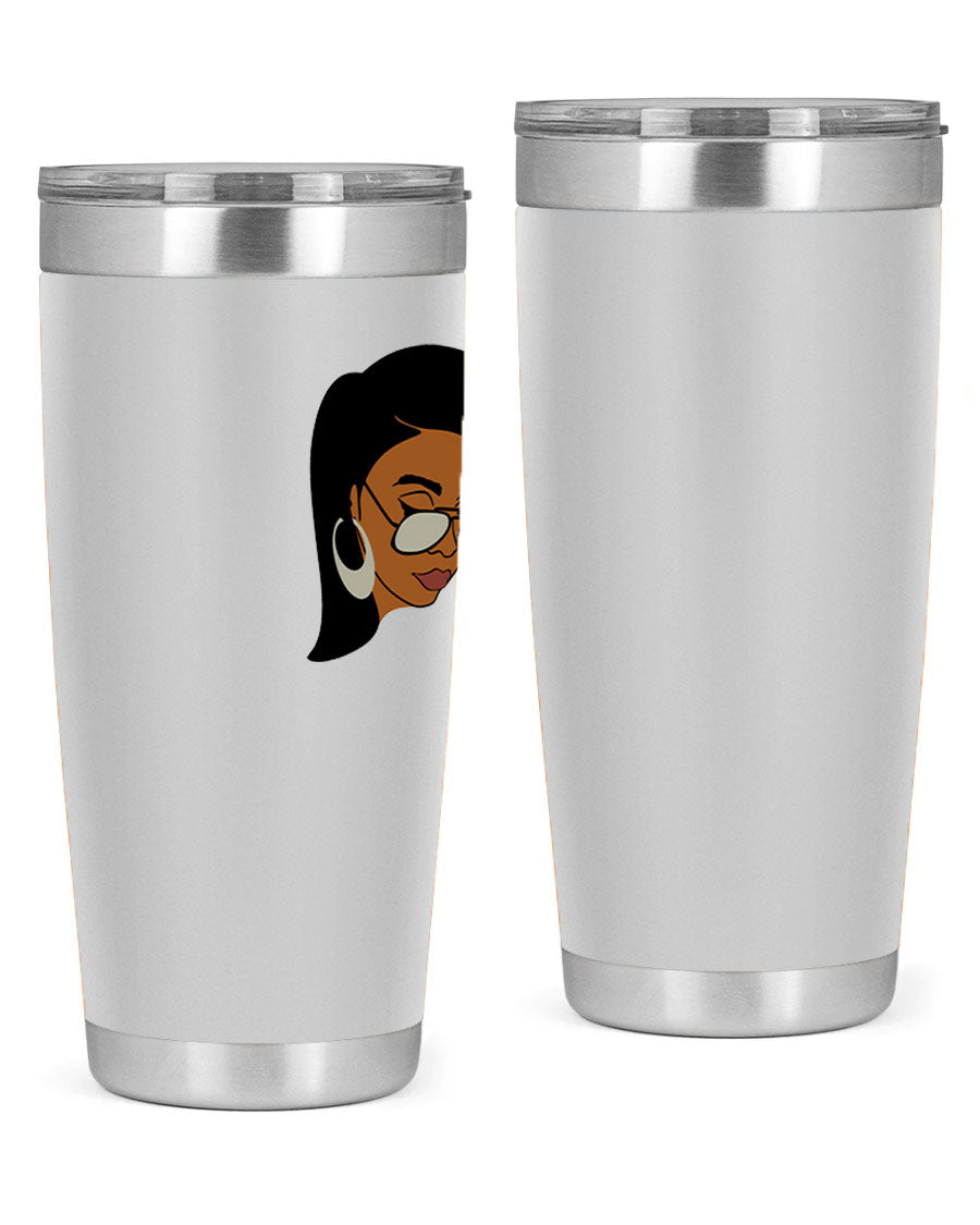 Black Afro 48# Tumbler, 20oz, double wall vacuum stainless steel with stylish design, perfect for hot and cold beverages.