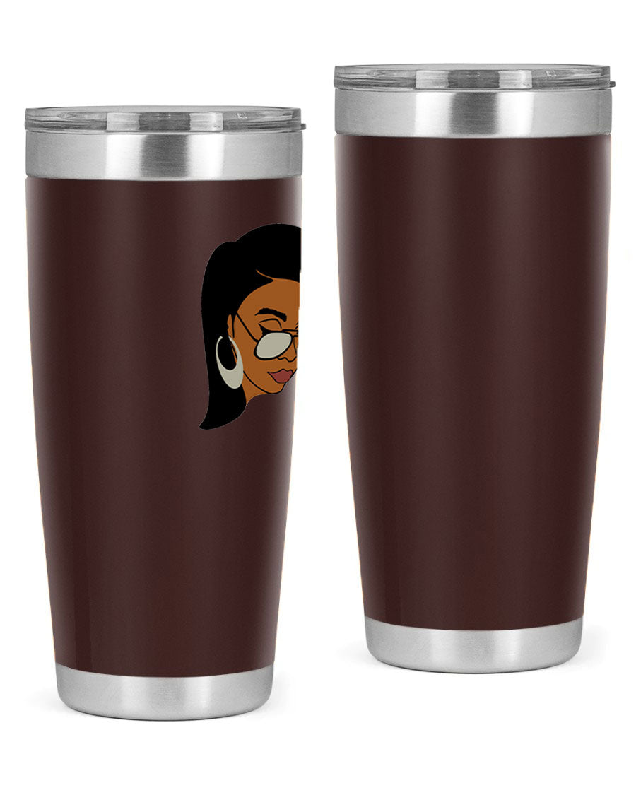 Black Afro 48# Tumbler, 20oz, double wall vacuum stainless steel with stylish design, perfect for hot and cold beverages.