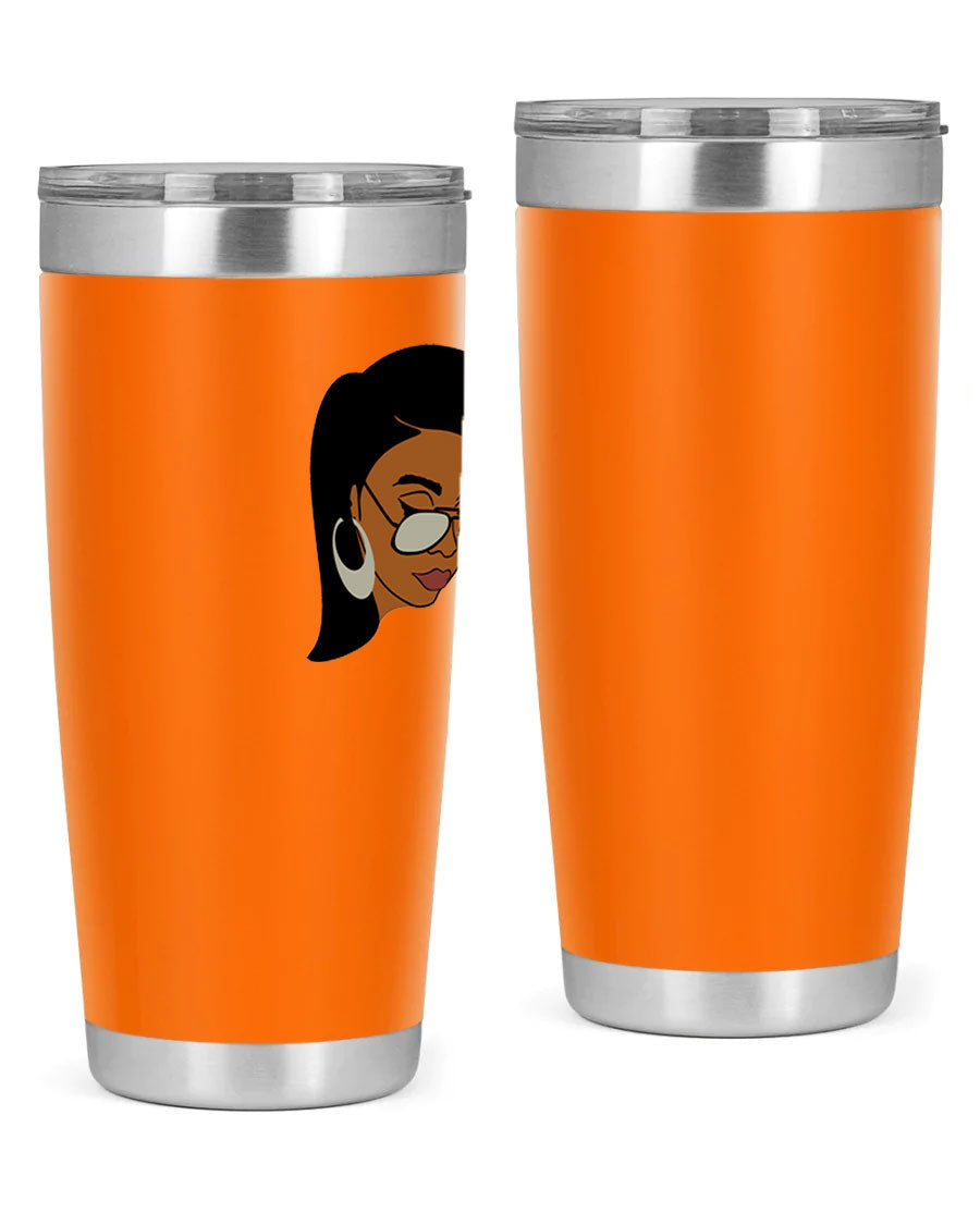 Black Afro 48# Tumbler, 20oz, double wall vacuum stainless steel with stylish design, perfect for hot and cold beverages.