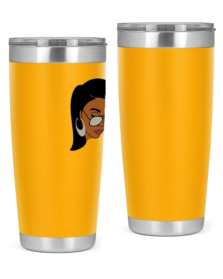 Black Afro 48# Tumbler, 20oz, double wall vacuum stainless steel with stylish design, perfect for hot and cold beverages.