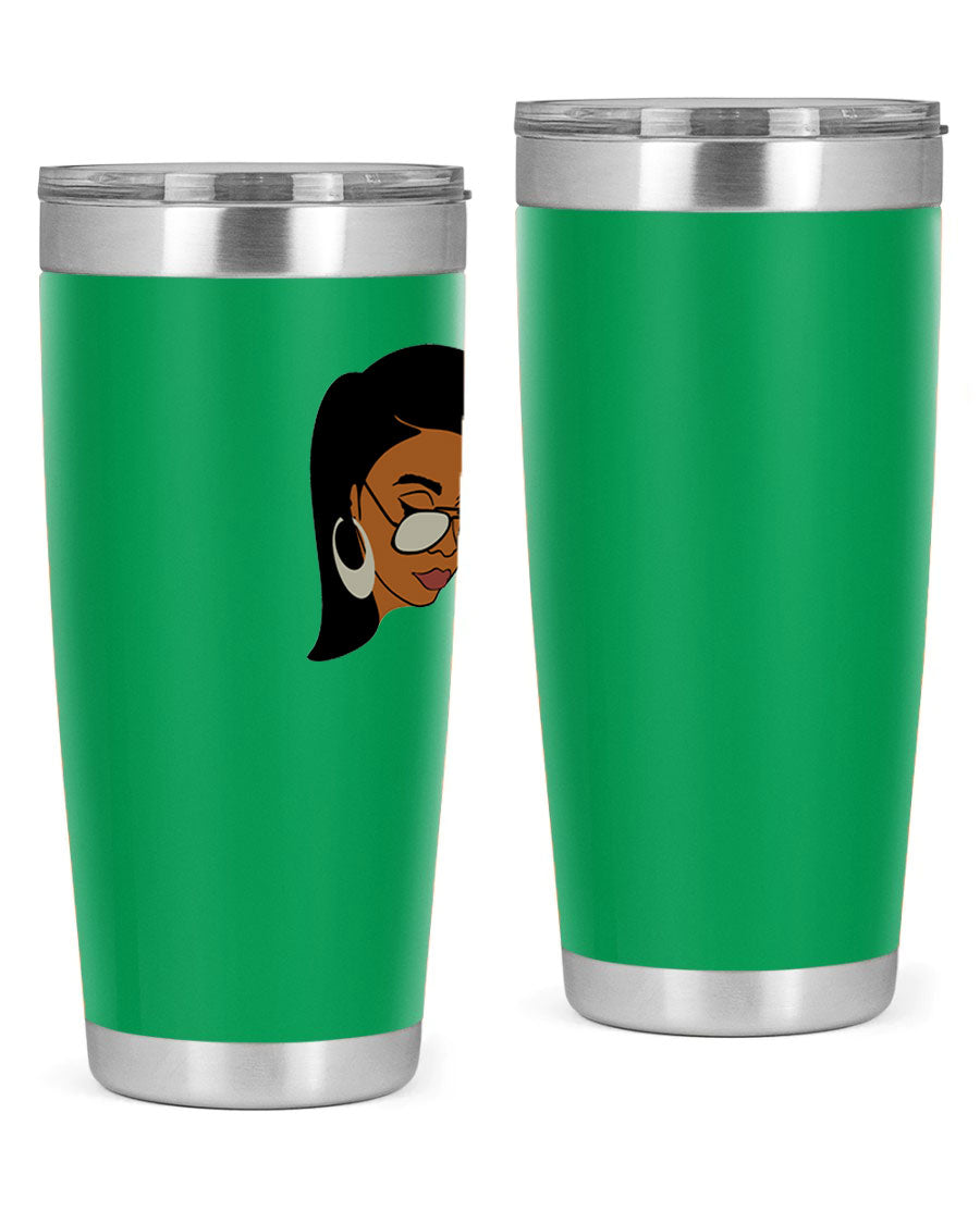 Black Afro 48# Tumbler, 20oz, double wall vacuum stainless steel with stylish design, perfect for hot and cold beverages.